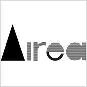 Airea journal logo: a black triangle makes the A and the rest of the letters are in a striped grey pattern.
